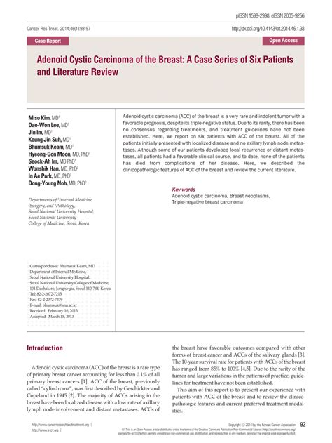 Pdf Adenoid Cystic Carcinoma Of The Breast A Case Series Of Six