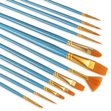 12pcs Artist Paint Brushes Set With Nylon Hair For Acrylic Oil