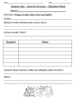 Officer of the law needed help identifying the suspects involved in crimes. Forensic Science science worksheet Scooby Doo by melissa cinadr | TpT