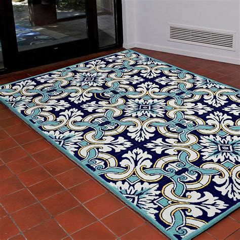 Free shipping, easy returns, and great prices. Ravella Floral Tile 2253/33 Navy Indoor-Outdoor Area Rug ...
