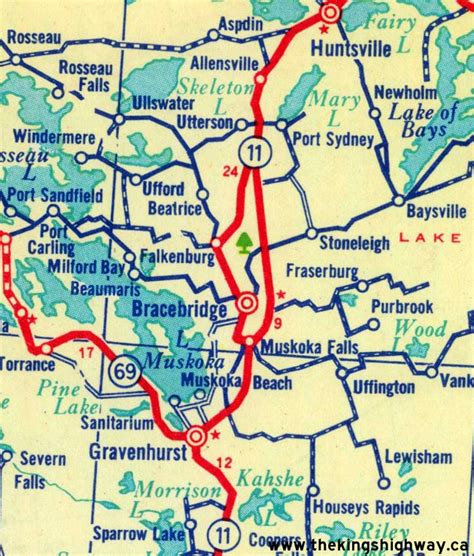 Ontario Highway 11a Muskoka Route Map The Kings Highways Of Ontario