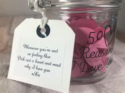 50 Reasons I Love You Jar Unique T For Partner I Love You Etsy Uk