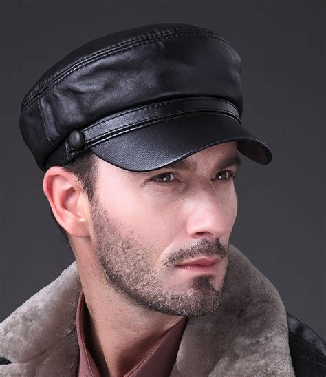 Man Fashion Cool Real Sheep Leather Military Army Caps Baseball Hats