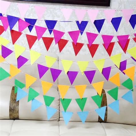 12pcs Triangle Flag Decoration Garland Small Bunting Color Non Woven
