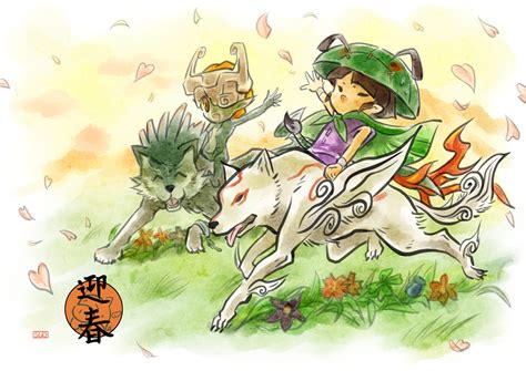 Link Midna Amaterasu Wolf Link And Issun The Legend Of Zelda And 2 More Drawn By Pxl