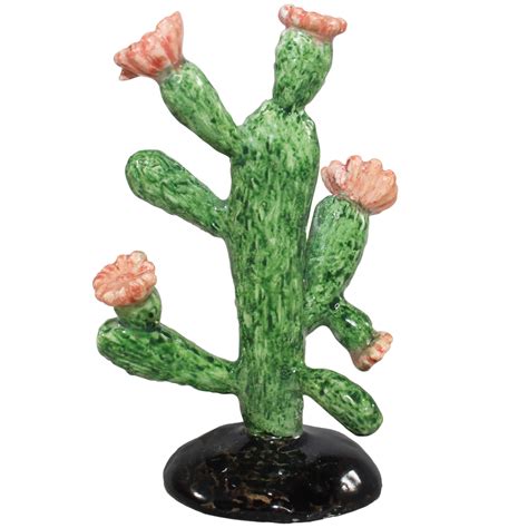 Faux leather, cloth, plastic, synthetic, ceramic, cotton, resin. Blooming Cactus Figurine