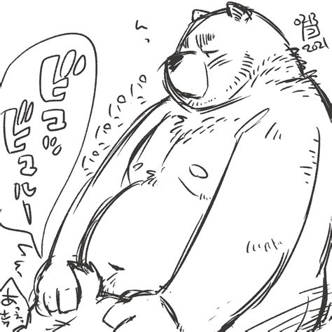 rule 34 1 1 2021 anthro belly duo japanese text kemono male mammal monochrome navel overweight
