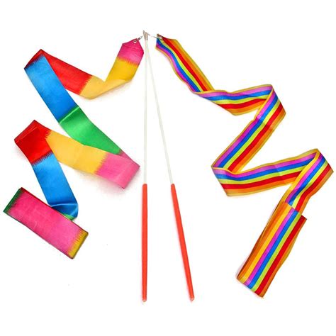 Dance Ribbons Rainbow Streamers Rhythmic Gymnastics Ribbon Baton