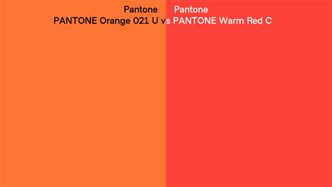 Pantone Orange 021 U Vs Pantone Warm Red C Side By Side Comparison