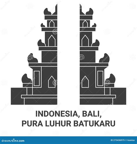 Indonesia Bali Pura Luhur Batukaru Travel Landmark Vector Illustration Stock Vector