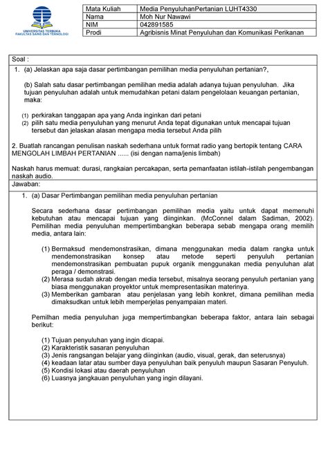 Tugas 2 Media Penyuluhan Pertanian Luht4330 Moh Nur Nawawi 042891585