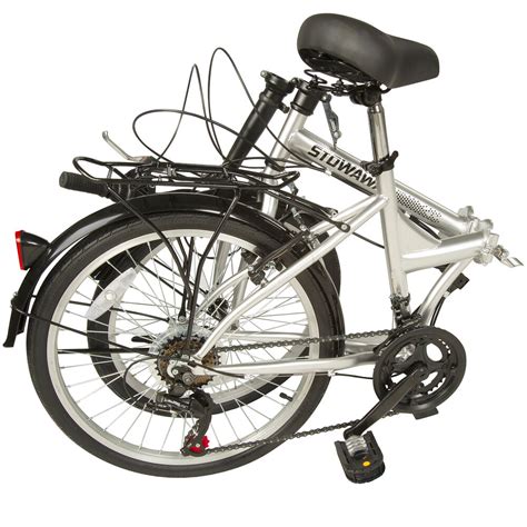 A small amount of luggage can be transported using the panniers which will be included with your loan. Stowaway 12-Speed Folding Bike, Silver | Gander Outdoors
