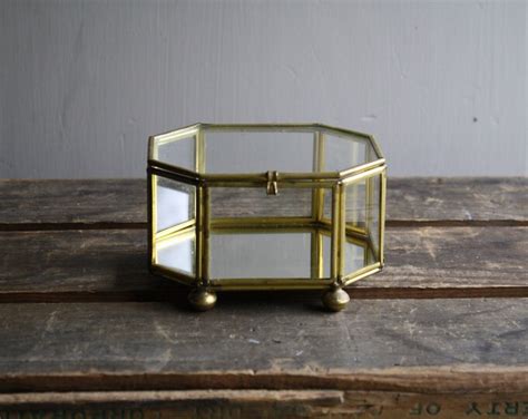 Vintage Brass And Glass Box Etsy