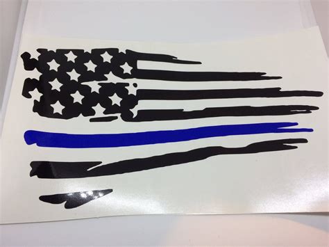 Tattered Flag Decal Thin Blue Line Decal Flag Decal Thin Etsy