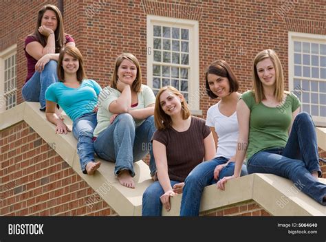 Group College Girls Image And Photo Free Trial Bigstock
