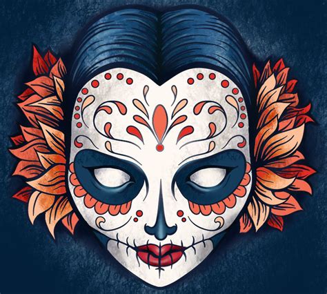 sugar skull with flowers on behance with images sugar skull artwork