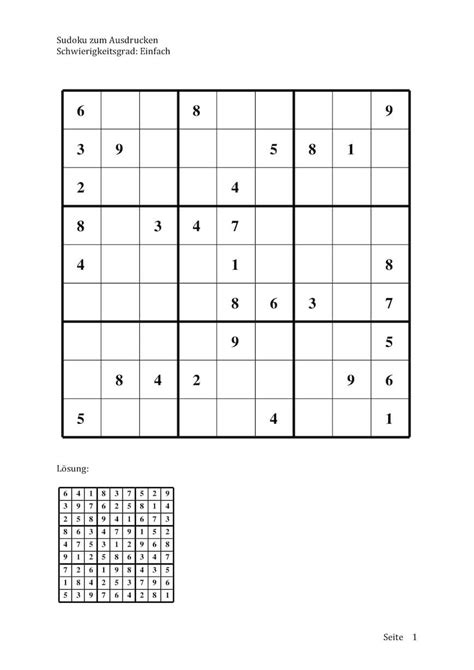 Mit der passenden strategie erleichtern sie sich das rätseln. Sudoku zum Ausdrucken (leicht, mittel, schwer) | Muster ...