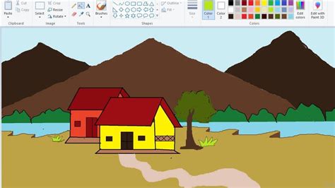 How To Draw A Scenery By Ms Paint Computer Painting Drawing By Pc