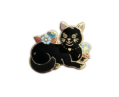 Black Cat Pin Cat Pins Enamel Pin Black Cat Enamel Pin Etsy