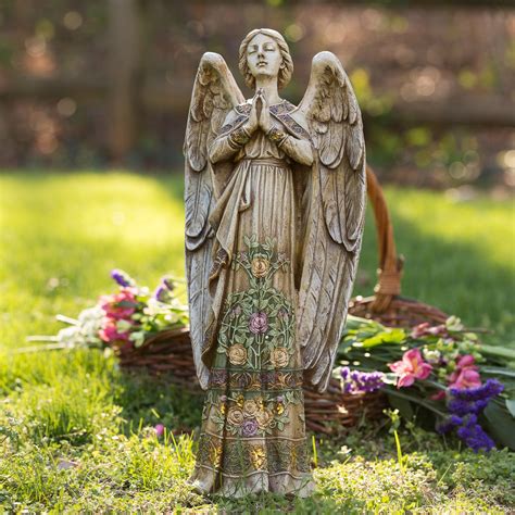 Standing Garden Angel With Floral Trim 24 Inch The Catholic Company