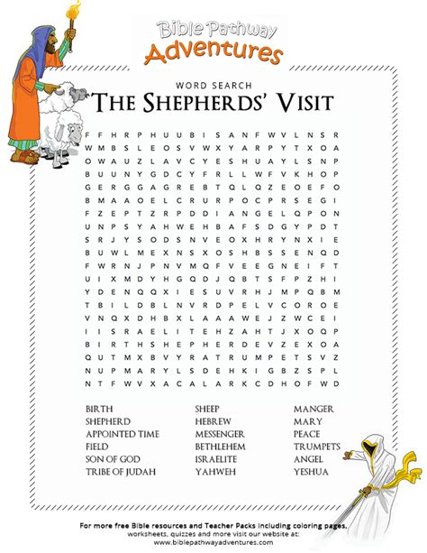 The Shepherds Visit Bible Word Searches Bible For Kids Bible