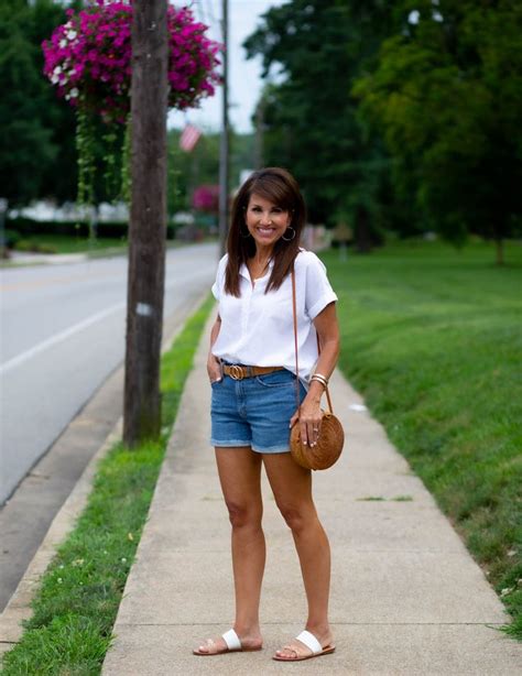 Summer Uniform White And Denim Cyndi Spivey Shorts Outfits Women