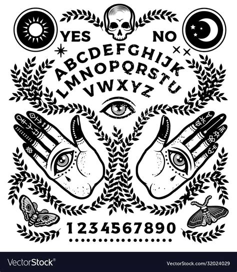 Ouija Board With Hands With Eyes Vector Image On Vectorstock Doodle Drawings Ouija