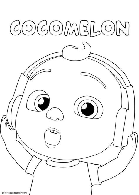 Little Johnny With Headphones Coloring Pages Cocomelon Coloring Pages