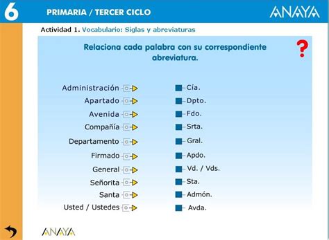 SIGLAS Y ABREVIATURAS Recursos Interactivos Para Lengua De Primaria