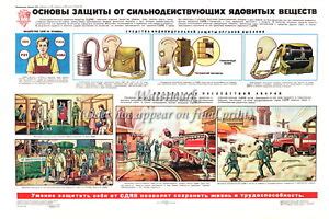 Soviet USSR Civil Defense Poster Reproduction Poisons Gas Masks