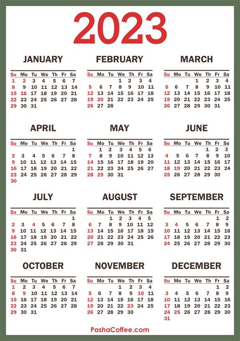 2023 United States Calendar With Holidays 2023 Yearly Calendar Template With Us Holidays Free