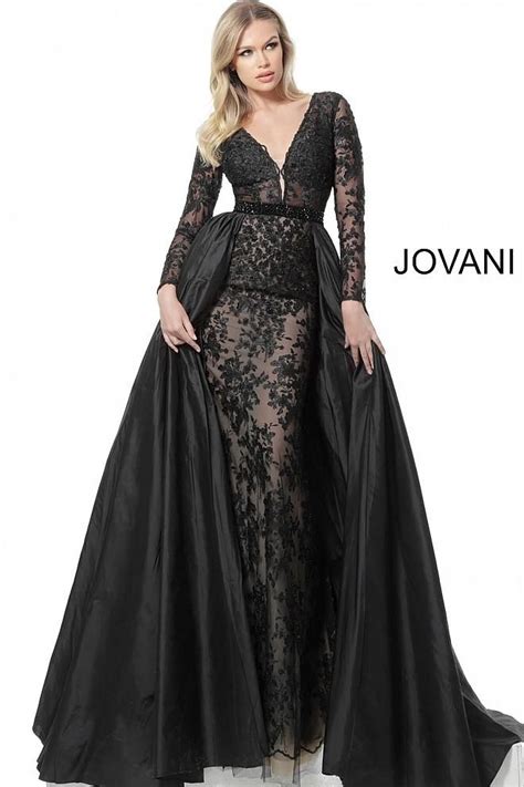 Jovani 67466 Black Sizes 00 24 In 2020 Evening Gowns With Sleeves Evening Dresses With