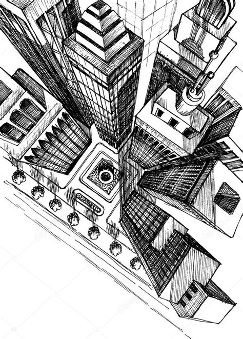 Skyscrapers Drawing Top View Of A City Skyscrapers Drawing Aerial