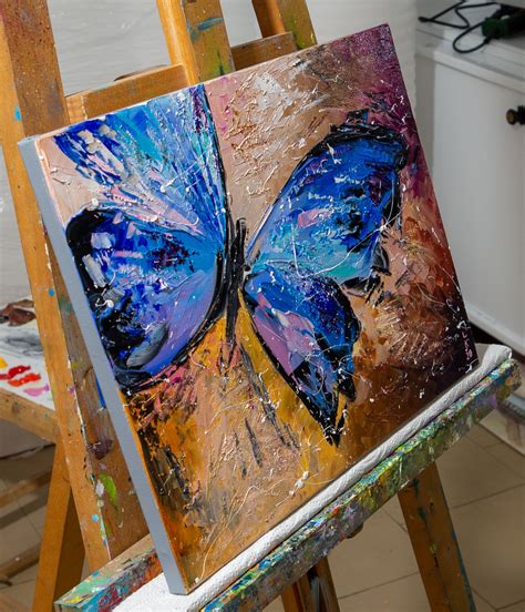 Blue Butterfly Painting By Liubov Kuptsova Jose Art Gallery