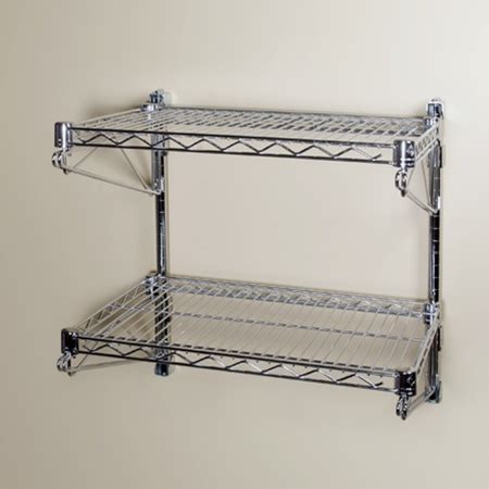 For a family room or dining room, wood shelves offer aesthetic appeal and can be stained to match your decor. 18"d Wall Mounted Wire Shelving with 2 Shelves | The ...