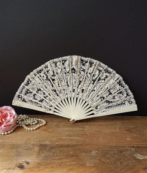 Antique Victorian Lace Hand Fan 1900s French Fan Hand Etsy