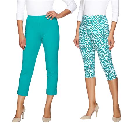 Women With Control Printed Pedal Pushers And Crop Pants Set —
