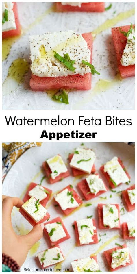 Watermelon Feta Bites Appetizer Reluctant Entertainer