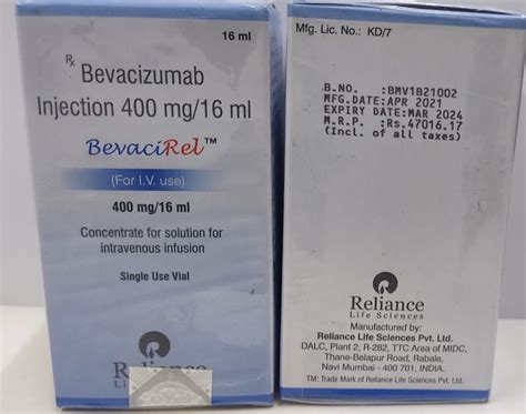 Bevacirel 400 Mg Bevacizumab Injection At Rs 14500 In Yavatmal Id
