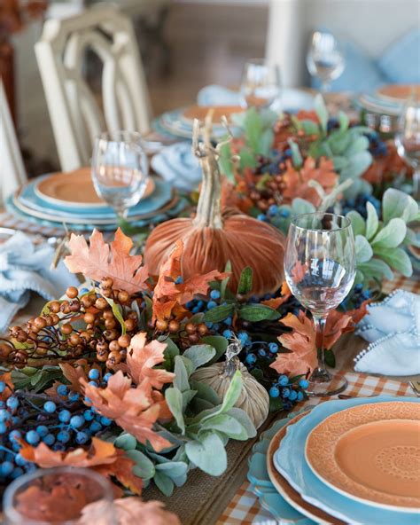 Blue And Orange Pumpkin Themed Tablescape Home With Holly In 2020