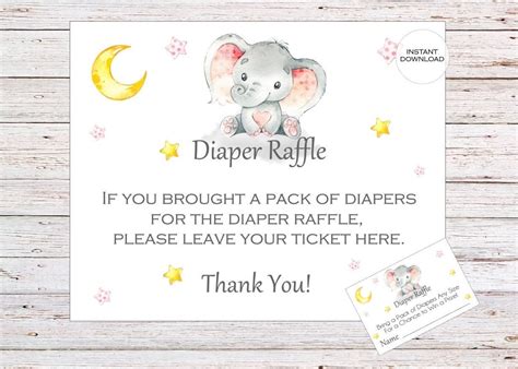 free printable diaper raffle tickets elephant free printable