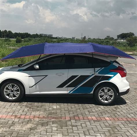 Half Semi Automatic Awning Tent Car Cover Outdoor Waterproof Folded Portable Car Canopy Cover