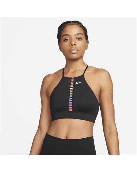 Nike Indy Rainbow Ladder Light Support Padded High Neck Sports Bra In