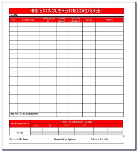 No obstruction to access or. Fire Extinguisher Inspection Forms - Form : Resume ...