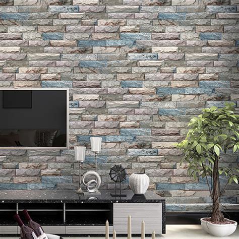 Home Decor Wall Paper Roll 3d Stereo Embossed Marble Stone Brick