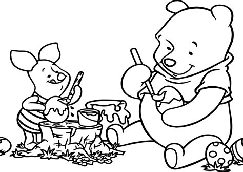 Winnie The Pooh Painting Easter Egg Coloring Page