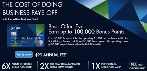 You'll earn 6x with jetblue and 2x at restaurants. Expired Barclays JetBlue Business Card 100,000 Point ...