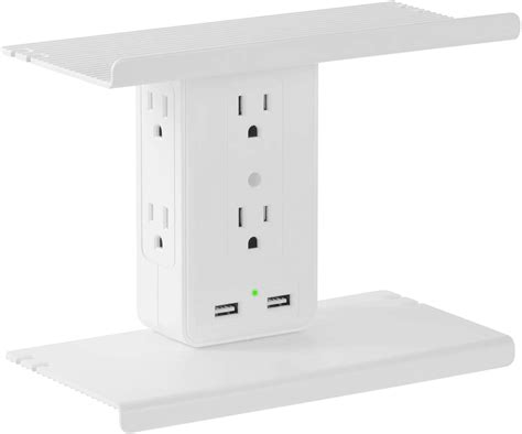 Socket Shelf Surge Protector Outlet 6 Outlet Extenders 2 Usb Ports Wall