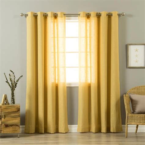 84 In L Mustard Yellow Linen Blend Curtain Panel 2 Pack
