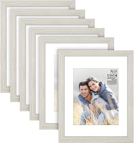 Langdon House 11x14 Picture Frames Wmat To 8x10 Almond White 6 Pack